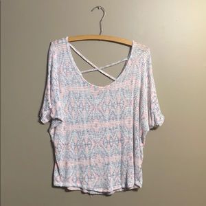 Maurices Knit Pink Blue Purple Cross-back Top S
